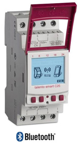 Timer digital astronómico Talento Smart C25 para riel DIN, programación diaria y semanal, 12/24 V AC/DC